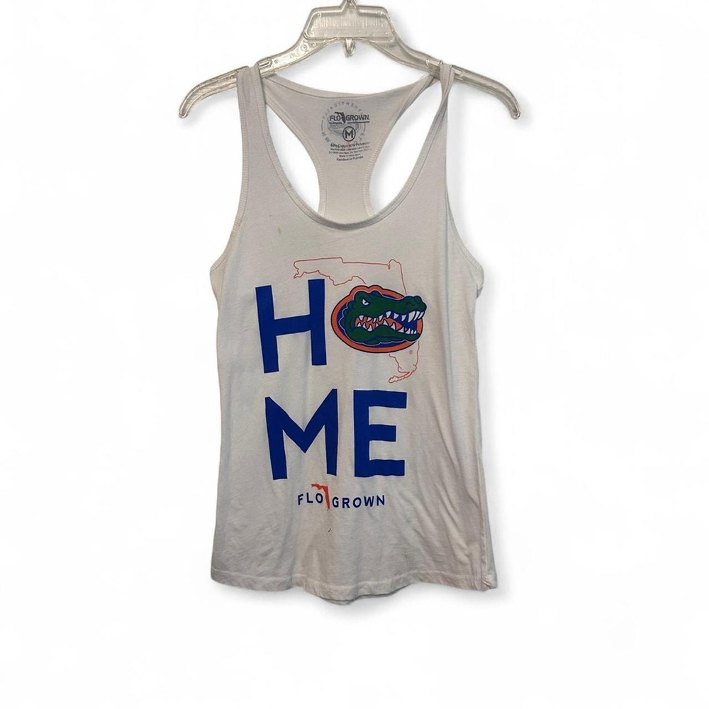 Flo Grown Womens Tank Medium White Florida Gators Top Racerback Shirt